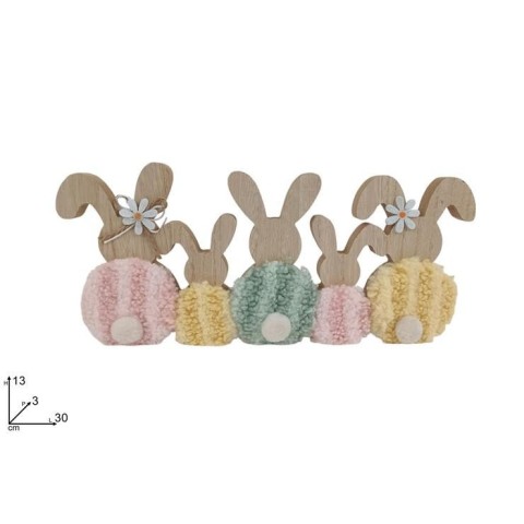 DECORAZIONE CONIGLI IN LEGNO C PELLICCIA